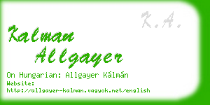 kalman allgayer business card